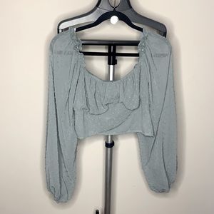 Cropped Puff Sleeve Peasant Crop Top.